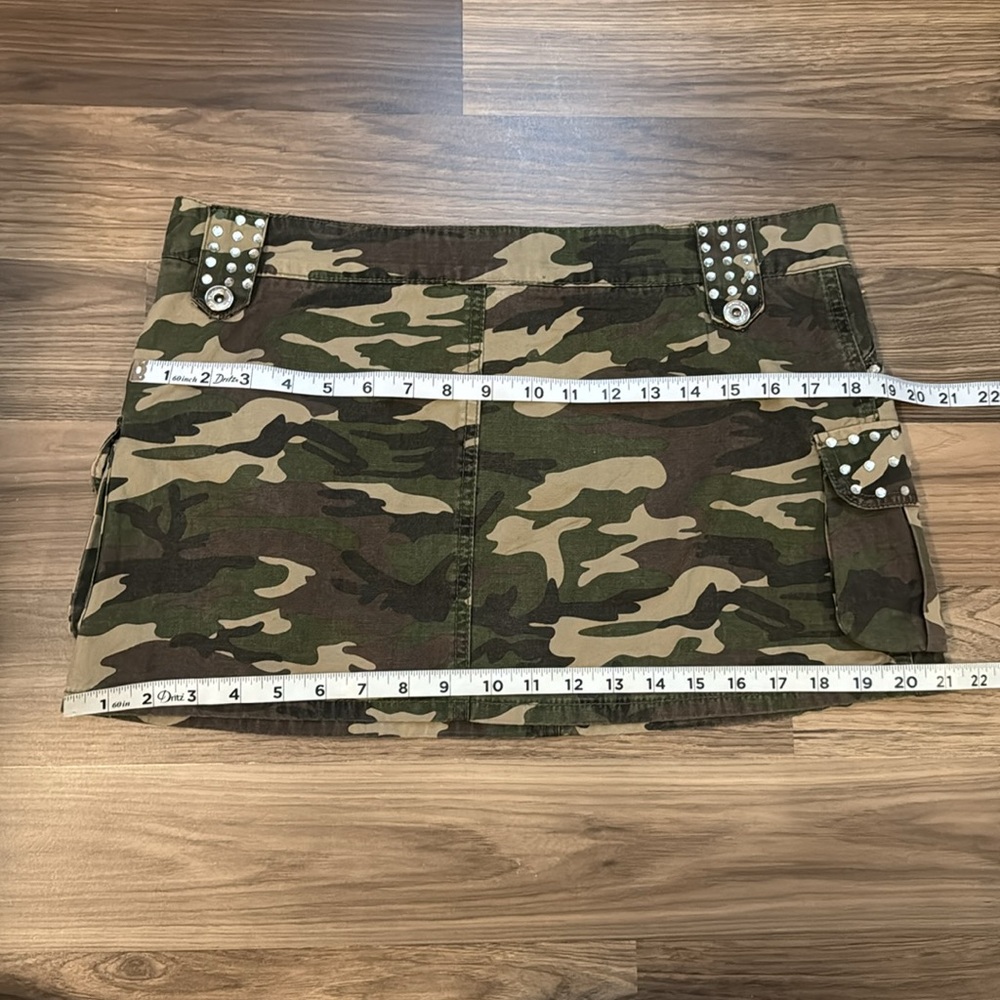 Tell Premium Surplus Camo Swarovski Crystal Patches 5 Pockets Zip Mini Skirt L - Picture 13 of 15